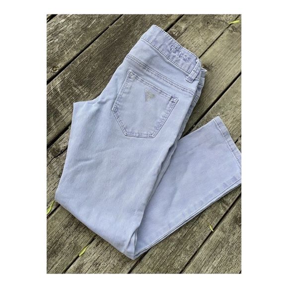 Guess Lilac Jeans Foxy Skinny Low Rise Bedazzled Sz 10 Youth - Picture 7 of 11